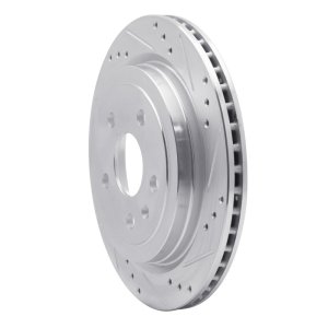 Cadillac CTS Brake Rotor (1) - Rear Right - R1 Concepts - Drilled & Slotted - Silver - `08-`19